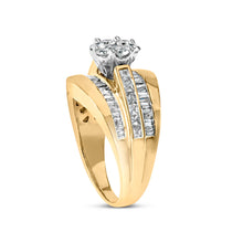 Load image into Gallery viewer, 14K Yellow Gold 2-1/3 Cttw Diamond Cluster Channel Set Chevron Shaped Engagement Ring (H-I Color, SI1-SI2 Clarity) - Ring Size 7