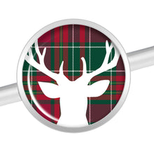 Load image into Gallery viewer, 14G Red Green Plaid Reindeer Industrial Barbell 37mm