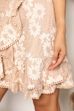 将图片加载到图库查看器,Romantic Floral Sleeve Mini Dress Elegant & Feminine Tie-Waist Dress Simple Elegant Girls Summer Dress