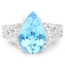 Load image into Gallery viewer, 5.50 Carat Genuine Swiss Blue Topaz and White Topaz .925 Sterling Silver Ring