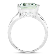 将图片加载到图库查看器,10.64 Carat Genuine Green Amethyst and White Topaz .925 Sterling Silver Ring
