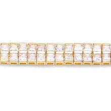 将图片加载到图库查看器,14K Yellow Gold Plated 9.52 Carat Genuine Blue Sapphire and White Sapphire .925 Sterling Silver Bracelet