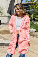 Load image into Gallery viewer, Red Double Take Full Size Hooded Teddy Bear Jacket with Thumbholes Ultra-Cozy & Stylish Comfortable Outerwear