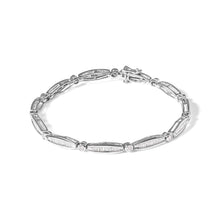 Load image into Gallery viewer, 14K White Gold 1-1/2 Cttw Round Brilliant-Cut & Baguette Cut Diamond Bezel and Tapered Link 7" Tennis Bracelet (H-I Color, I1-I2 Clarity)