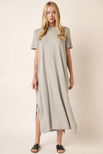 Load image into Gallery viewer, Side Slit Round Neck Short Sleeve Maxi Dress For Women β Casual and Chic Dress with Side Slits for a Relaxed yet Polished Look