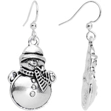 Load image into Gallery viewer, Silver Plated Chubby Christmas Snowmen Fishhook Earrings