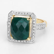 Load image into Gallery viewer, 5.18 Carat Dyed Emerald and White Topaz .925 Sterling Silver Ring