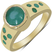 Load image into Gallery viewer, 14K Yellow Gold Plated 1.55 Carat Genuine Emerald & White Diamond .925 Sterling Silver Ring