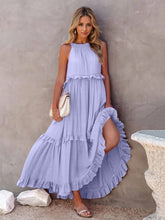 Load image into Gallery viewer, Romantic Ruffled Sleeveless Tiered Maxi Dress with Pockets Elegant & Chic Statement Beautiful Design Dress