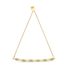 Load image into Gallery viewer, 14K Yellow Gold Plated .925 Sterling Silver Diamond Accent Alternating Marquise Shape and Heart Links Bolo Bracelet (I-J Color, I3 Clarity) - Adjustable 6" to 9"