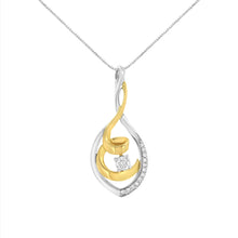Load image into Gallery viewer, 10K Two-Tone Yellow & White Gold 1/4 Cttw Brilliant-Cut Round Diamond Spiral Link 18" Pendant Necklace (I-J Color, I2-I3 Clarity)