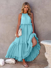 Load image into Gallery viewer, Romantic Ruffled Sleeveless Tiered Maxi Dress with Pockets Elegant & Chic Statement Beautiful Design Dress