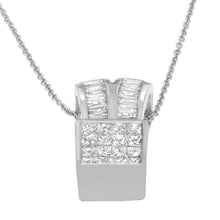 Load image into Gallery viewer, 14K White Gold 1 5/8 cttw Princess and Baguette Cut Diamond Heart Ribbon Pendant Necklace (G-H, VS1-VS2)