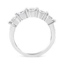将图片加载到图库查看器,14K White Gold 1.00 Cttw Brilliant Round Cut Diamond 5-Stone Band Ring (H-I Color, SI2-I1 Clarity) - Ring Size 7