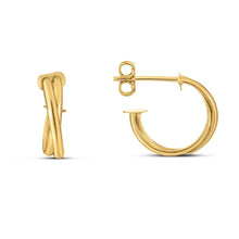 将图片加载到图库查看器,14k Yellow Gold Crossover Hoops