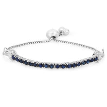 Load image into Gallery viewer, 2.41 Carat Genuine Blue Sapphire and White Zircon .925 Sterling Silver Bracelet
