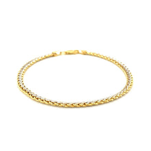 Load image into Gallery viewer, Two-Toned Fine Wheat Chain Bracelet in 10k Yellow and White Gold