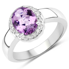 Load image into Gallery viewer, 1.68 Carat Genuine Amethyst and White Topaz .925 Sterling Silver Ring