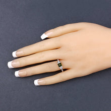 Load image into Gallery viewer, 0.72 Carat Genuine Green Tourmaline and White Diamond 14K Yellow Gold Ring