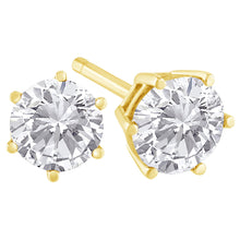 Load image into Gallery viewer, 18K Yellow Gold 1-1/2 Cttw Round Brilliant-Cut Near Colorless Diamond Classic 6-Prong Stud Earrings (H-I Color, I1-I2 Clarity)