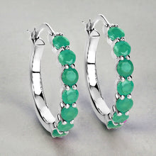 Load image into Gallery viewer, 2.38 Carat Genuine Emerald .925 Sterling Silver Earrings