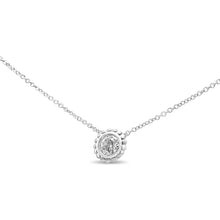 Load image into Gallery viewer, 10K White Gold 1/4 Cttw Bezel-Set Round Diamond Solitaire Floral Pendant 18" Necklace (I-J Color, SI2-I1 Clarity)