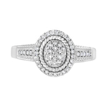 Load image into Gallery viewer, .925 Sterling Silver 1/3 Cttw Pave Set Round-Cut Diamond Braided Halo Cocktail Ring (I-J Color, I2-I3 Clarity) - Size 7