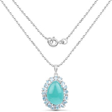 Load image into Gallery viewer, 13.28 Carat Genuine Amazonite, Blue Topaz And White Topaz .925 Sterling Silver Pendant