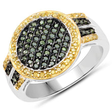 Load image into Gallery viewer, 0.44 Carat Genuine Green Diamond and Yellow Diamond .925 Sterling Silver Ring