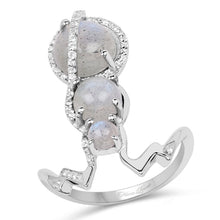 Load image into Gallery viewer, 2.79 Carat Genuine Labradorite And White Topaz .925 Sterling Silver Ring