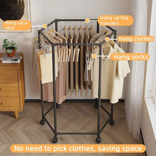 Load image into Gallery viewer, 360 Rotating Freestanding Clothing Rack, Hexagonal Carbon Steel Organizer with Wheels