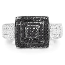 Load image into Gallery viewer, 0.55 Carat Genuine Black Diamond and White Diamond .925 Sterling Silver Ring