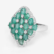 将图片加载到图库查看器,2.68 Carat Genuine Zambian Emerald and White Zircon .925 Sterling Silver Ring