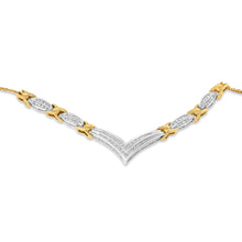 Load image into Gallery viewer, 10K Yellow and White Gold 1.0 Cttw Round and Princess cut Diamond "V" Shape Statement Necklace (I-J Color, I1-I2 Clarity)