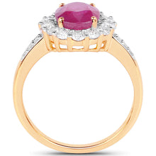 Load image into Gallery viewer, 2.84 Carat Genuine Burma Ruby and White Diamond 18K Yellow Gold Ring