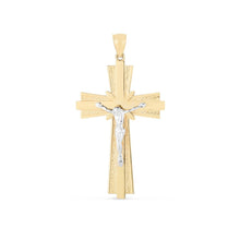 Load image into Gallery viewer, 14k Two Tone Gold High Polish Diamond Cut Cross Pendant
