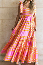 Load image into Gallery viewer, Girls Charming Color Block Tie Shoulder Dress Elegant & Playful Summer Style