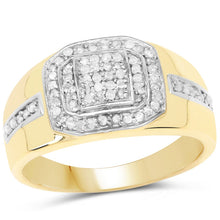 Load image into Gallery viewer, 14K Yellow Gold Plated 0.29 Carat Genuine White Diamond .925 Sterling Silver Ring