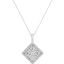 Load image into Gallery viewer, 10KT White Gold 1/2 cttw Diamond Square Pendant Necklace (I-J Color, I2-I3 Clarity)
