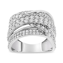 Load image into Gallery viewer, .925 Sterling Silver 2.00 Cttw Round-Cut Diamond Overlapping Bypass Band Ring (I-J Color, I2-I3 Clarity) - Ring Size 7