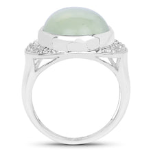Load image into Gallery viewer, 11.50 Carat Genuine Prehnite And White Topaz .925 Sterling Silver Ring