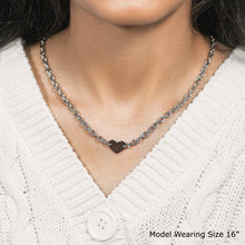 Load image into Gallery viewer, Sterling Silver Rhodium Plated Chain Bracelet with a Flat Heart Motif Station