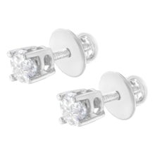 Load image into Gallery viewer, 14K White Gold 1/2 Cttw Pie-Cut Diamond Solitaire Stud Earrings (H-I Color, SI1-SI2 Clarity)