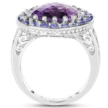 将图片加载到图库查看器,5.95 Carat Genuine Amethyst and Tanzanite .925 Sterling Silver Ring