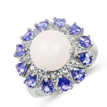 Load image into Gallery viewer, 4.25 Carat Genuine Opal, Tanzanite & White Topaz .925 Sterling Silver Ring
