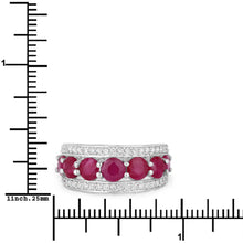 Load image into Gallery viewer, 3.24 Carat Genuine Ruby and White Diamond 14K White Gold Ring