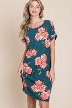 Load image into Gallery viewer, New Summer Floral Round Neck Short Tee Dress with Pockets For Women โ Casual and Comfortable Floral Tee Dress with Pockets for Everyday Wear