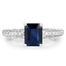 Load image into Gallery viewer, 1.55 Carat Genuine Blue Sapphire and White Diamond 14K White Gold Ring (I Color, SI Clarity)