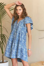 Load image into Gallery viewer, New Summer Printed V-Neck Ruffle Sleeve Mini Dress For Summer – Feminine Floral Print Dress, Stylish, Fashionable, Flirty & Fun