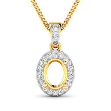 Load image into Gallery viewer, 0.18 Carat Genuine White Diamond 14K Yellow Gold Semi Mount Pendant - holds 8x6mm Oval Gemstone